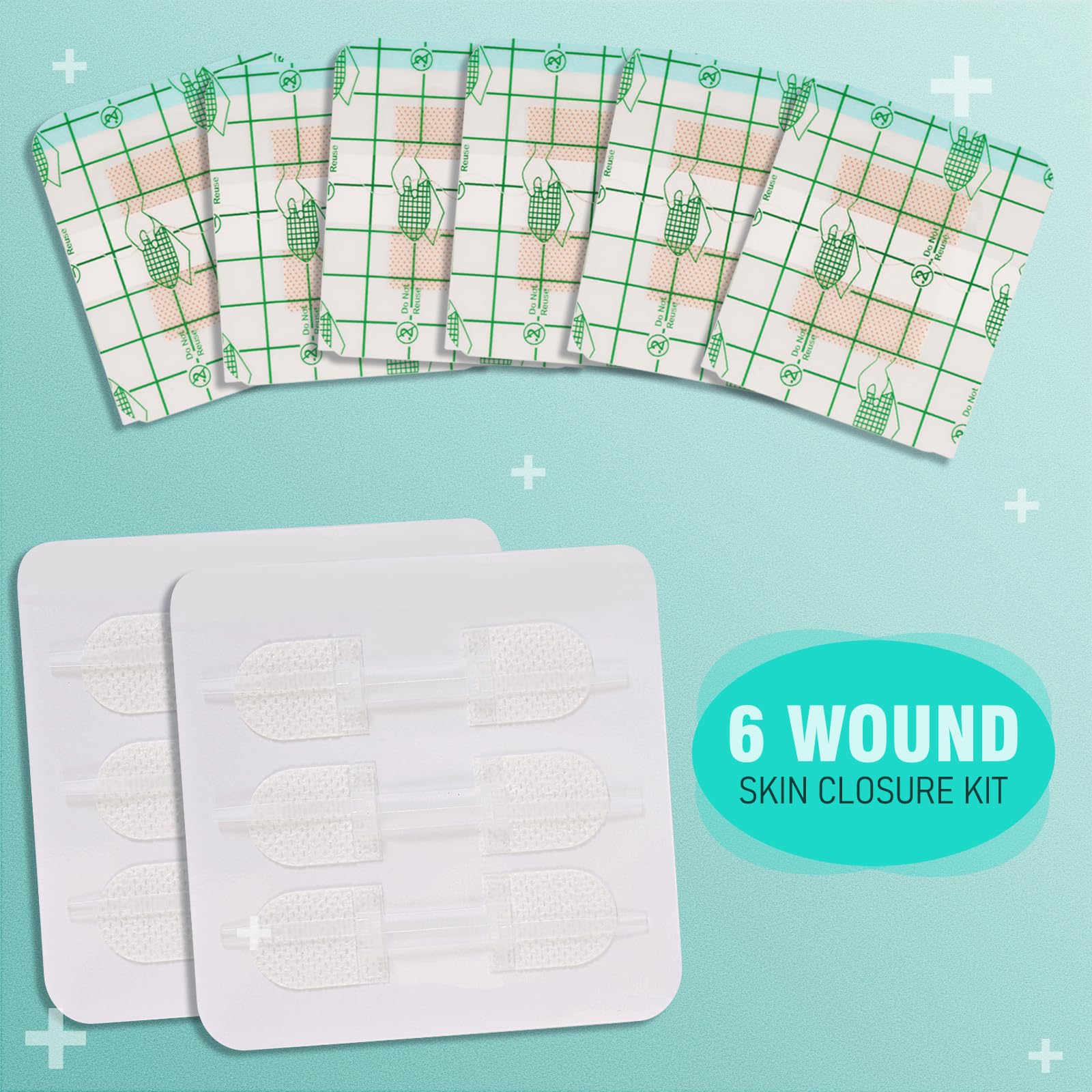 AUSLKA Wound Closure Strips - 6 Pcs Butterfly Bandages for Wound Closure - Zip Stitch Wound Closure Strips - Skin Closure Strips - Emergency Laceration Closure Kit - Outdoor Home Work