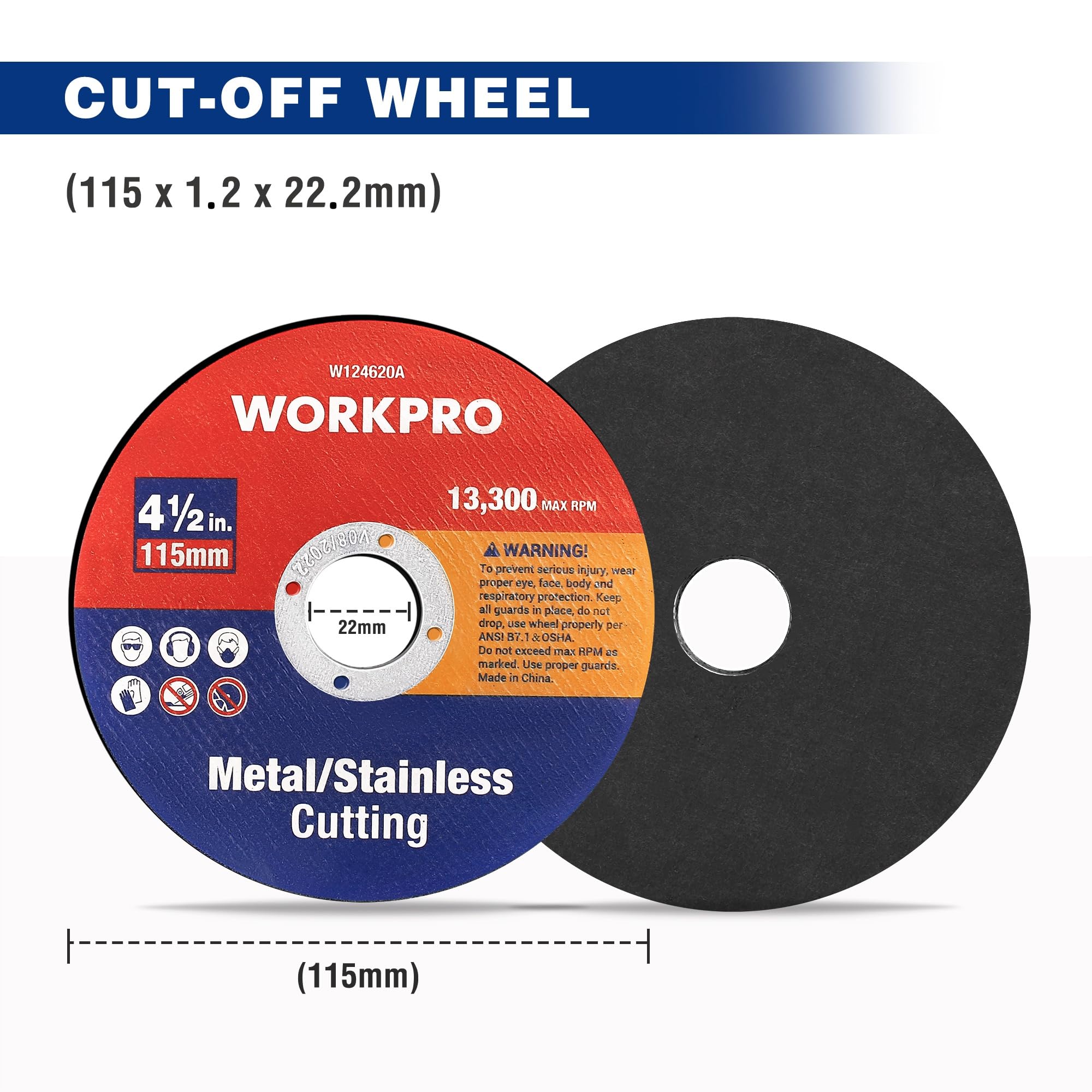 WORKPRO Cut Off Wheels 20-Pack, 115mm Metal and Stainless Steel Cutting Wheel, 1.2mm Thin Metal Cutting Discs for Angle Grinder