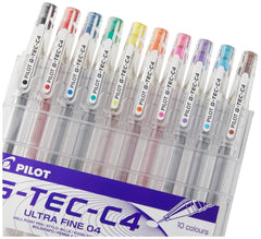 Pilot G-Tec C4 Gel Rollerball Pen 0.4 mm (Pack of 10, Black)