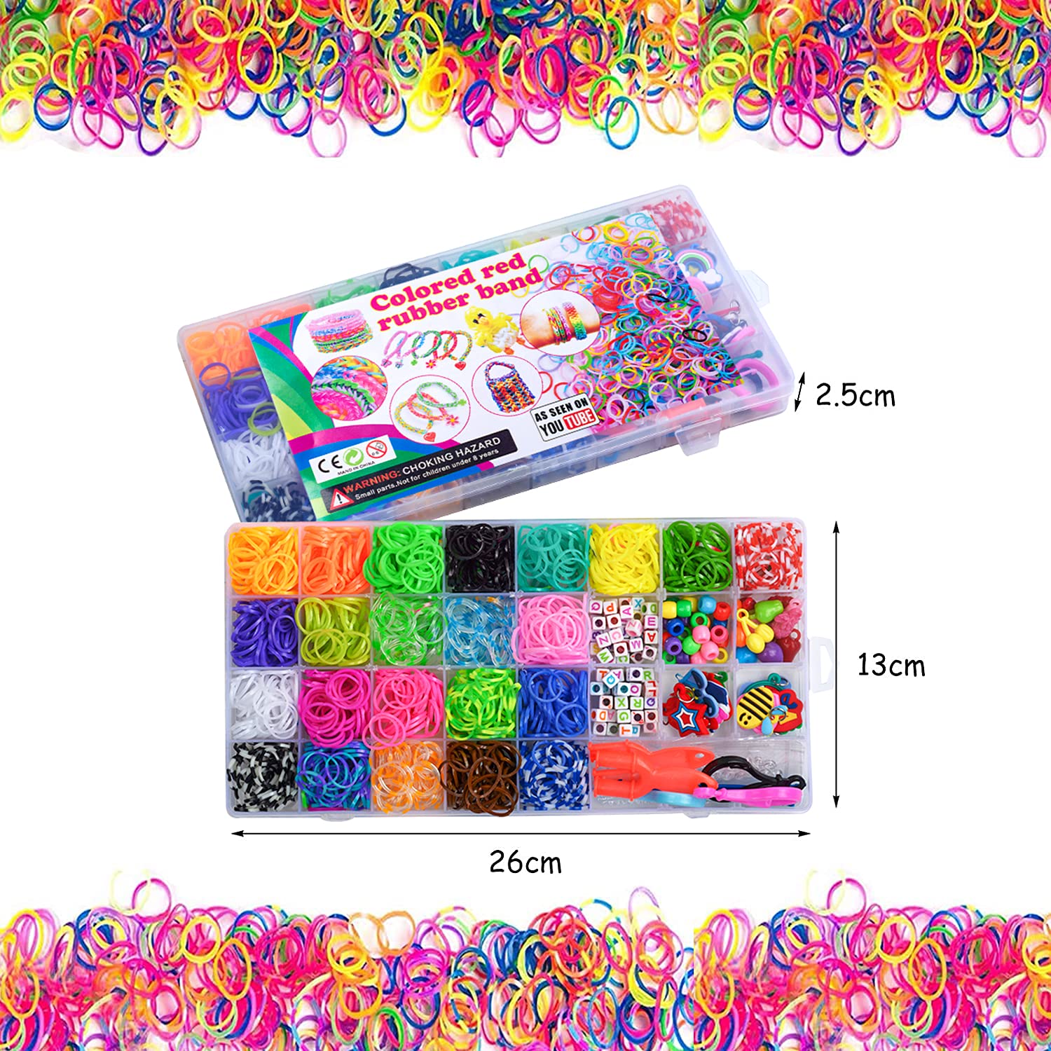 Creative Twist Bands Kit, 1700and Rubber Bands with 32 Colours, Accessories with Rubber Bracelet Making Set for Party X-mas Birthday Gift Kids