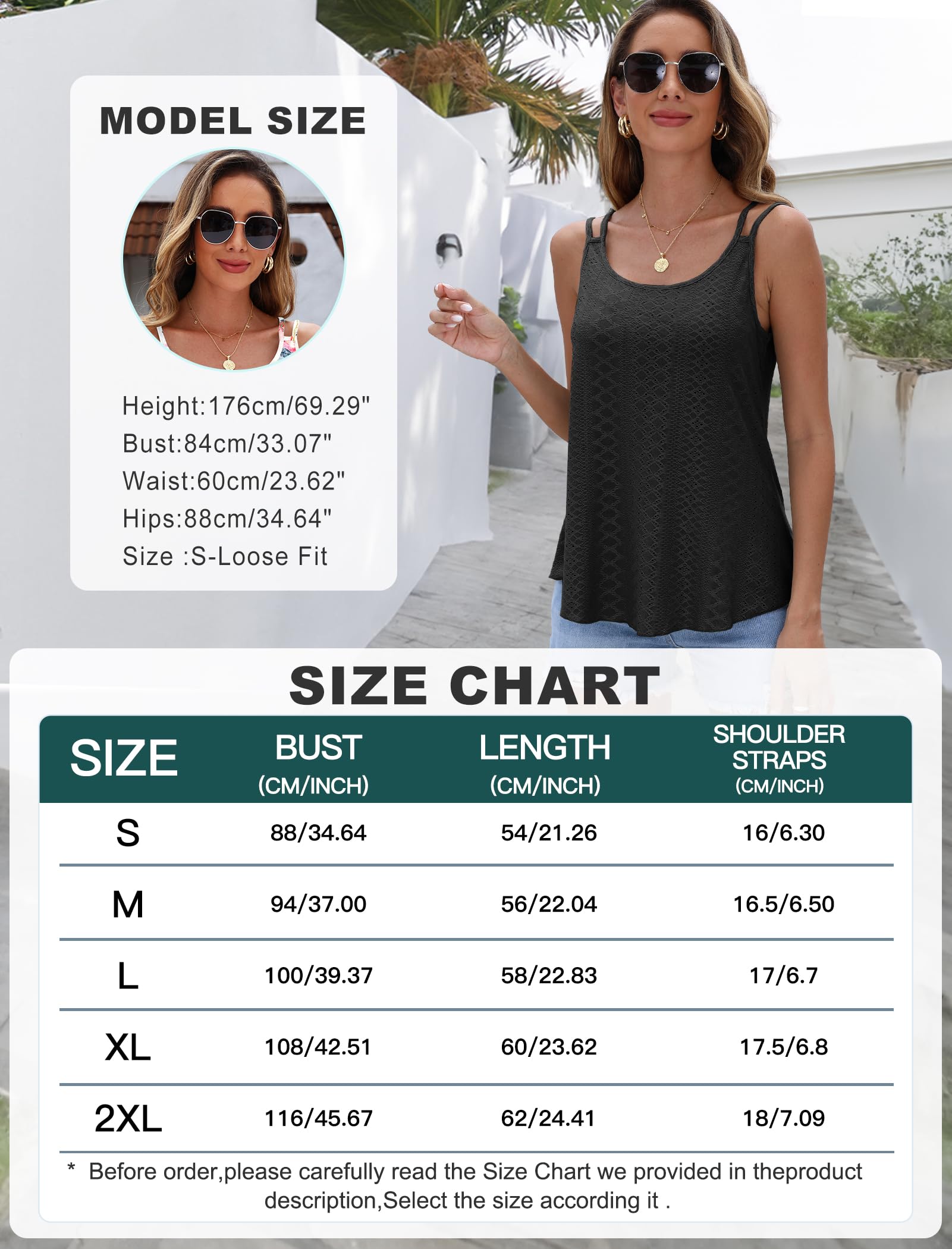 WNEEDU Women's Summer Tank Tops Ladies Sleeveless Vests Tanks Top Loost Fit Casual Shirts Eyelet Embroidery Vest Blouses Cami Camisole Red White Flower M