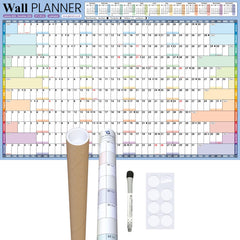 2025 Wall Planner Set Large A1 (90 x 58cm) Laminated Folded Thick Wall Calendar Includes Marker & Glue Dots for Mounting Runs Jan - Dec by Glacient