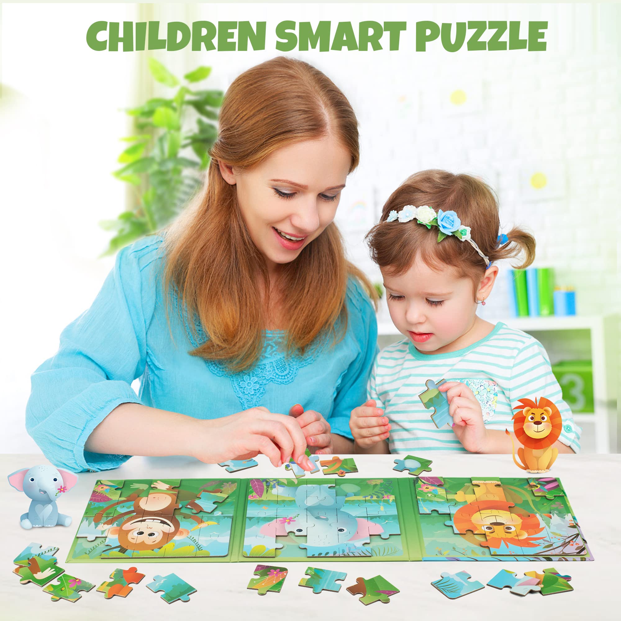 SYNARRY Magnetic Puzzles for Kids Ages 3-5, 20 Pieces Toddler Puzzles, Kids Travel Activity Toys Travel Games for Kids Ages 3-5 in Car Airplane Road Trip, Travel Puzzles for 3 4 5 Year Olds