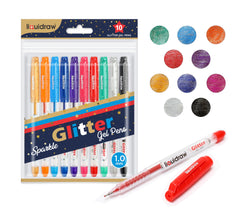 Liquidraw Glitter Gel Pens Sparkly Set Of 10 Sparkling Sparkle Gel Pens For Adults, Kids, Crafts, Card Making, Adult Colouring, Writing, Scrapbooking, Black Paper, Metallic Coloured Gel Pen Set