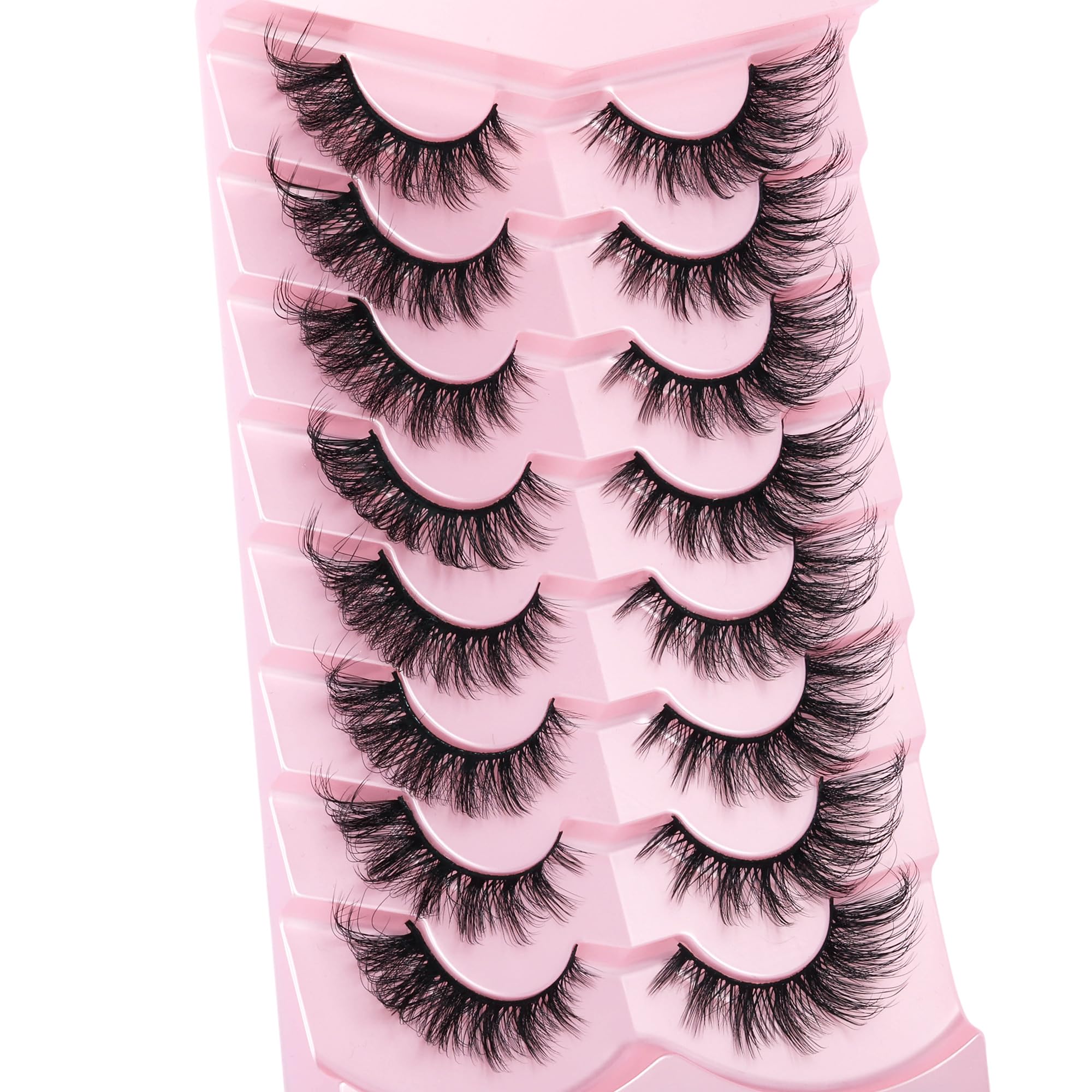 Fox Eye Lashes Wispy False Eyelashes Cat Eye Lashes Fluffy Lashes Natural Look Strip Lashes 20MM Fake Eye Lashes Pack by GVEFETIEE 8 Pairs