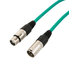 Male to Female XLR Mic Lead/Balanced Microphone/Mic Patch Cable / 7 Colours 3m Green