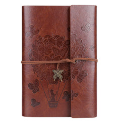 Leather Journal Notebook, Travel Spiral Bound Refillable Diary Notebook, Gifts for Women with Lined Paper Classic Embossed Retro Pendants A5 A5 16 x 23.5 cm (Brown)