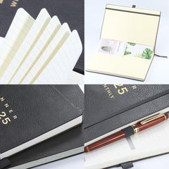 Academic Diary 2024-2025 - A4 Diary 2024-2025 Week to View from July 2024 to June 2025 with Soft Leather Cover, Grey, Elasticated Closure, Back Pocket, Pen Loop, 21.7 x 28.3 x 1.5 cm