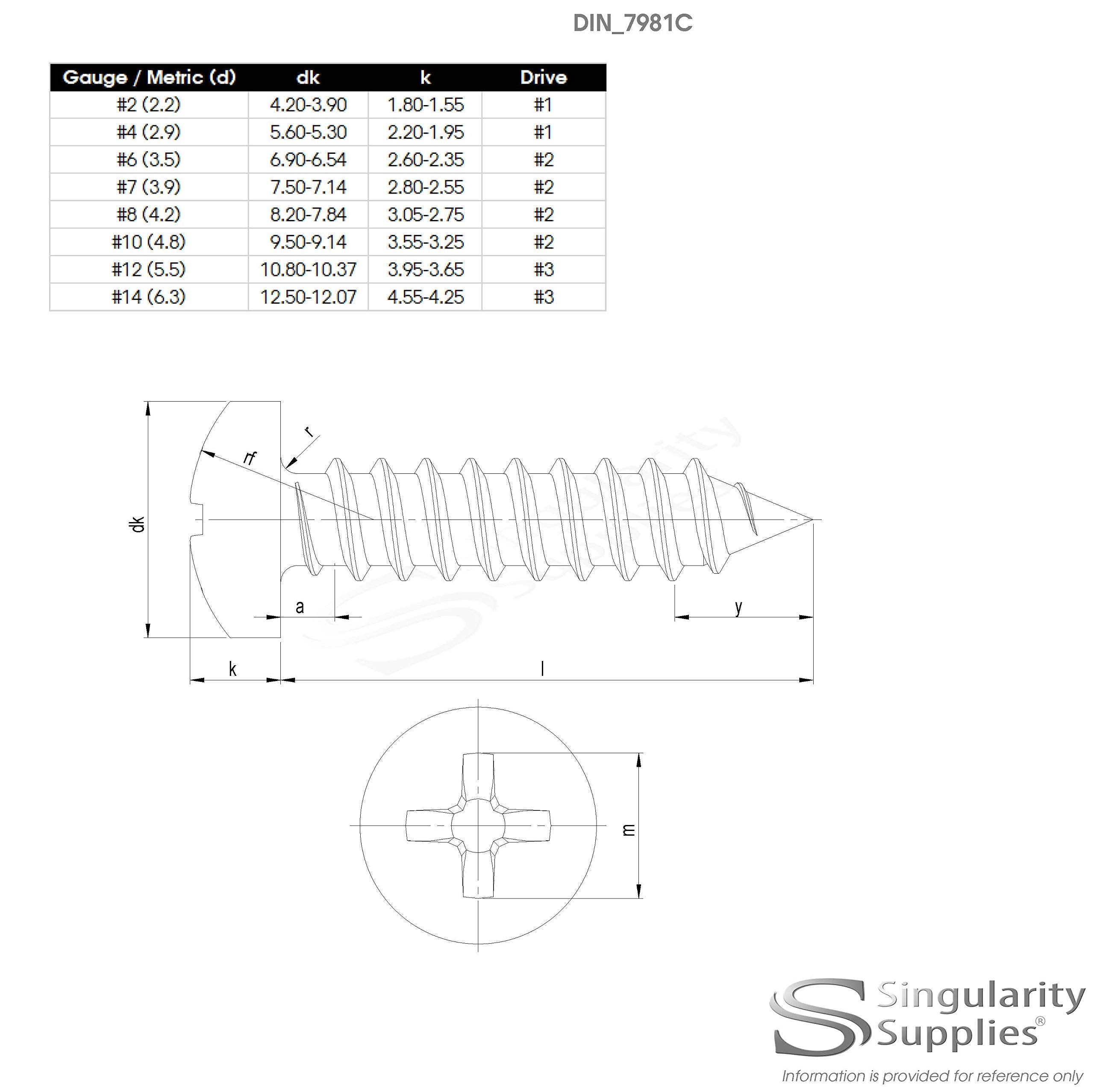 No.6 x 1 (3.5mm x 25mm) Pozi Pan Self-Tapping Screw - Steel (Pack of 40)