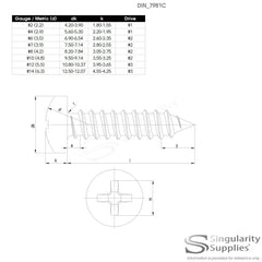 No.6 x 1 (3.5mm x 25mm) Pozi Pan Self-Tapping Screw - Steel (Pack of 40)