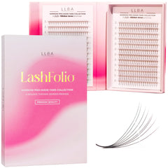 LLBA LashFolio Narrow Promade Fans   Handmade Volume Eyelashes   Multi Selections 5D~10D   C CC D Curl   Thickness 0.03~0.07mm   8-15mm Length   Long Lasting & Easy Application (5D-0.07 CC 12mm-15mm)