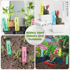 KINGLAKE 100Pcs Large Plant Labels and Pen, 15x2.5cm Yellow Plastic Plant Tags Markers for Outdoor Plants, Waterproof Garden Seed Labels for Vegetabels Herbs Flowers Seedling