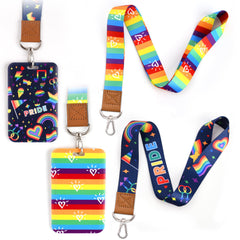 GTOTd LGBTQ Lanyard (2 Pack) with ID Badge Holder Gifts Merch Rainbow Pride Party Supplies Decor Keychain String Wallet Lanyard for Phone Teens