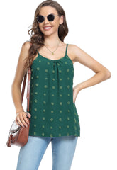 Sopesil Women's Vests Chiffon Ladies Summer Tops Adjustable Strap Sleeveless Tank with Swiss Dot Dusty Green,S