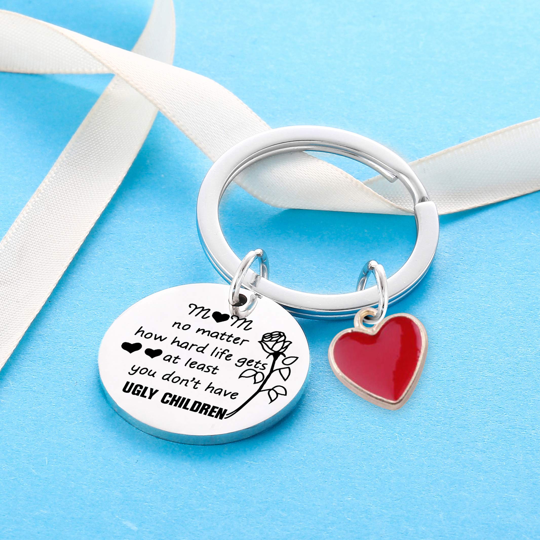 Mum Keyring Mum Gifts From Son Daughter Mother's Day Gifts Birthday Gifts For Mum Key Ring Mum Jewellery Mother Presents Red Love Heart (Mum No Matter How Hard)