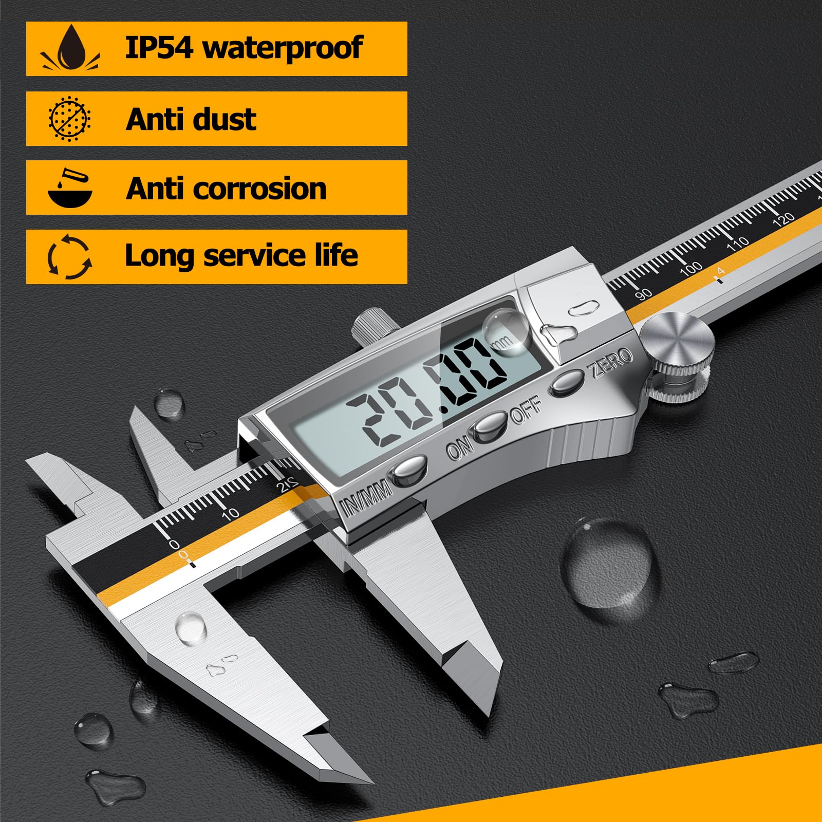 Vernier Caliper Gauge, Preciva Digital Vernier Caliper Micrometer 150mm with Clear LCD Screen, Precision Calipers Measuring Tool, Metal Measuring Gauge Stainless Steel with Inch/mm Conversion