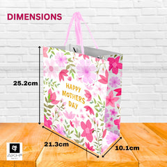 Mothers Day Medium Gift Bags with Gift Tags   Pack of 2   25.4cm x 21.3cm x 10cm   Mothers Day Thick Luxury Paper Gift Bag   Mums Day Gifts Bag