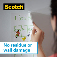 Scotch Wall-Safe Tape, Ideal for hanging reminders, decorations, kids artwork and posters, 16.5 m x 19 mm, Pack of 1,white