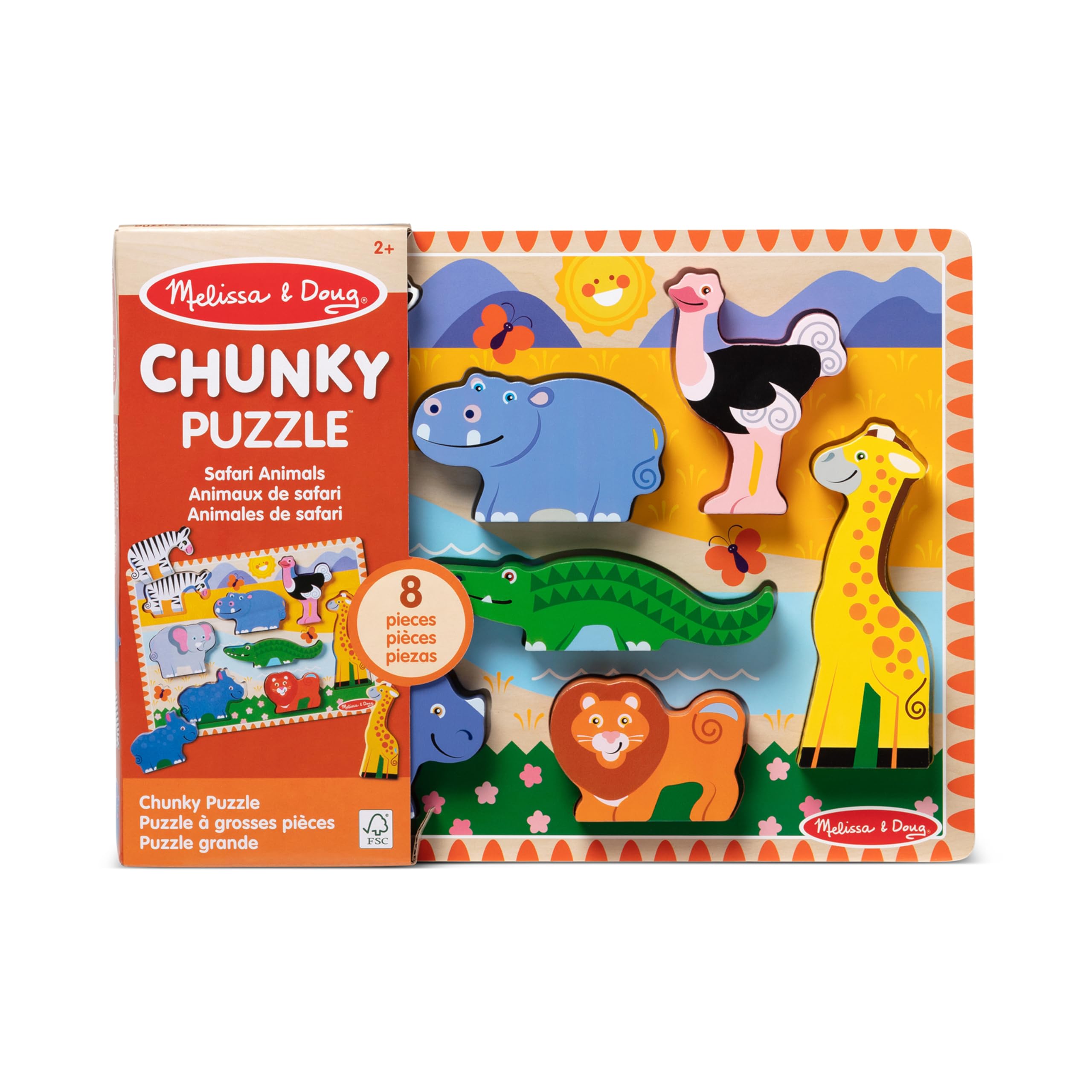 Melissa & Doug Safari Chunky Puzzle Puzzles Wooden Toy 3and Gift for Boy or Girl