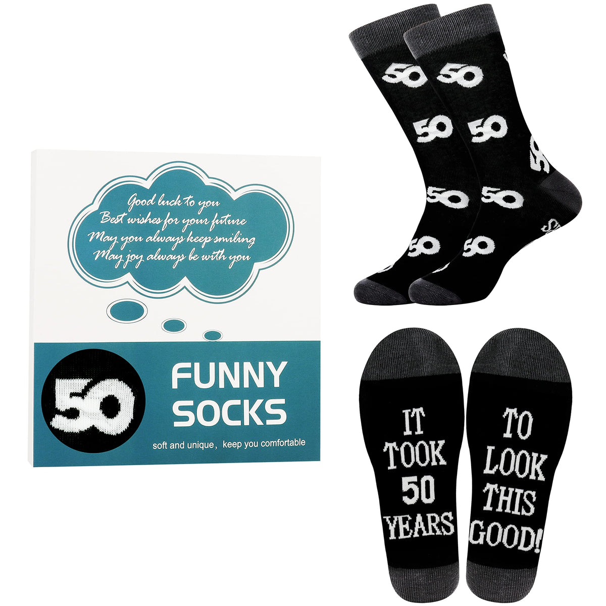 Jeasona 50th Birthday Gifts Men Calf Socks 50th Birthday Gifts for Him 50th Birthday Gifts Dad from Daughter 50th Birthday Gifts for Men 1972