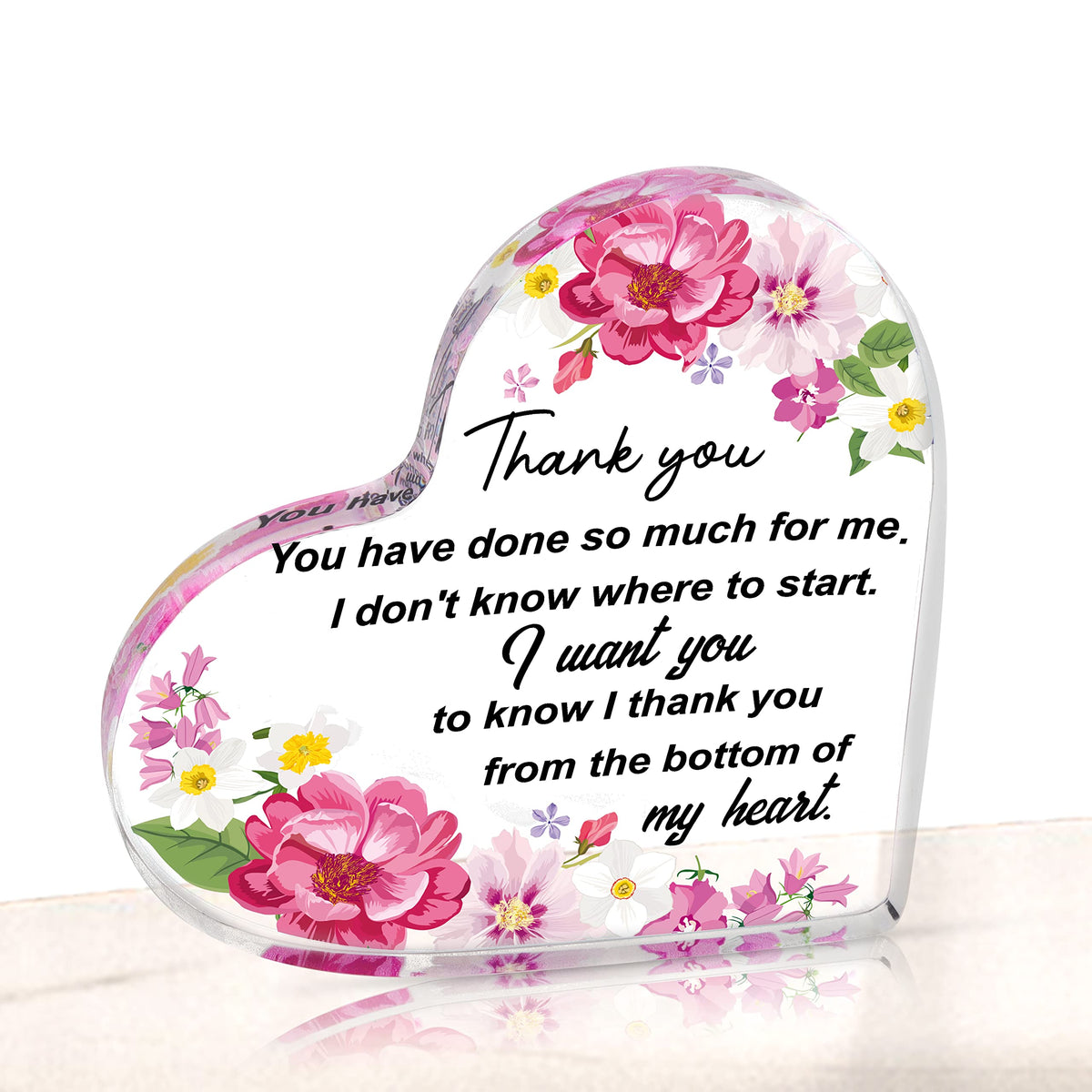 Shoppawhile Thank You Gift, Thank You Gifts for Women Men Friends Colleagues Thank You Teacher Gifts Thank You Heart-shaped Acrylic Plaque