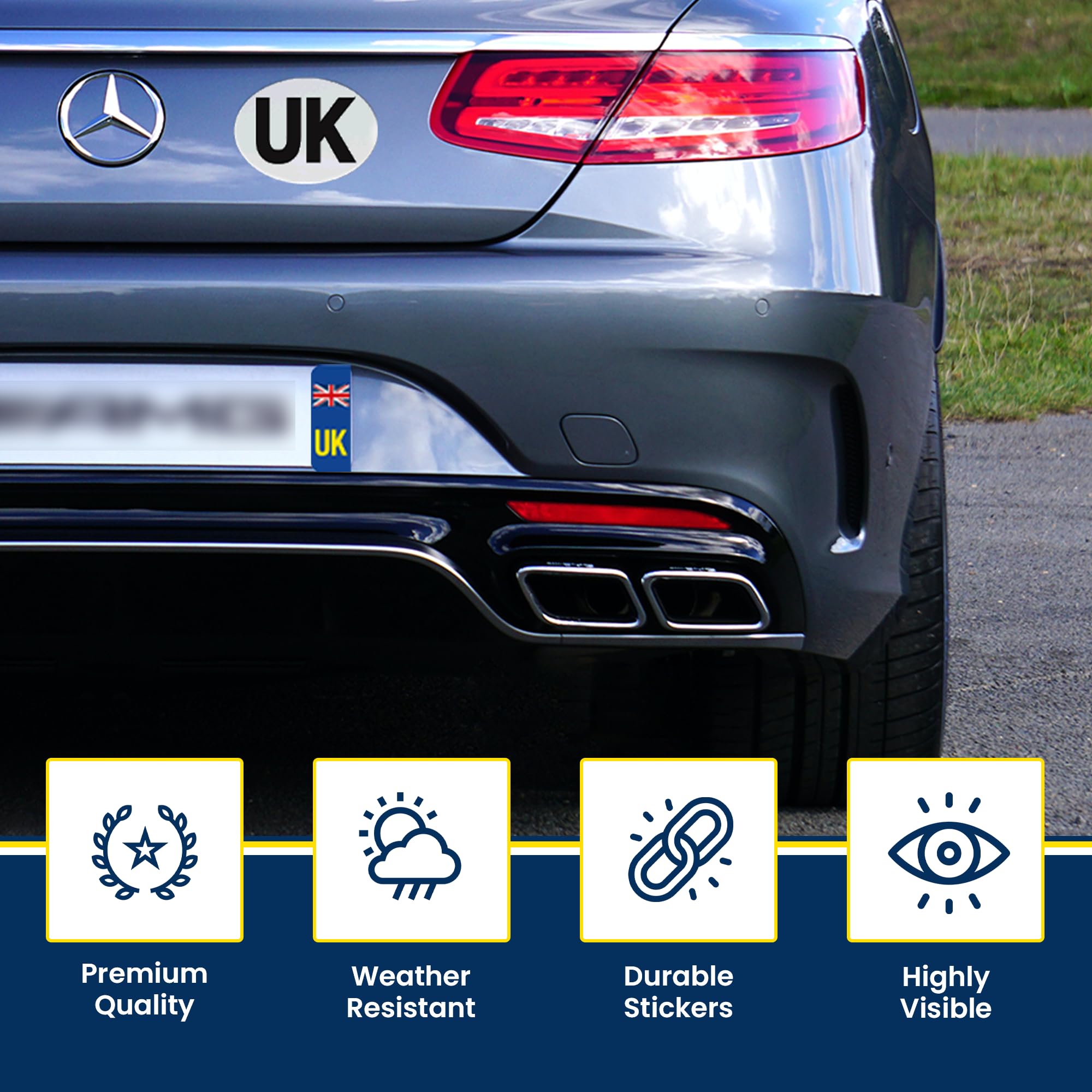 3PK UK Car Stickers for Europe GB Stickers for car UK car Sticker UK Number Plate Stickers - Legal Size - Vinyl Self-Adhesive, Weather Resistant - Union Jack Replaces EU Flag Brexit (1)