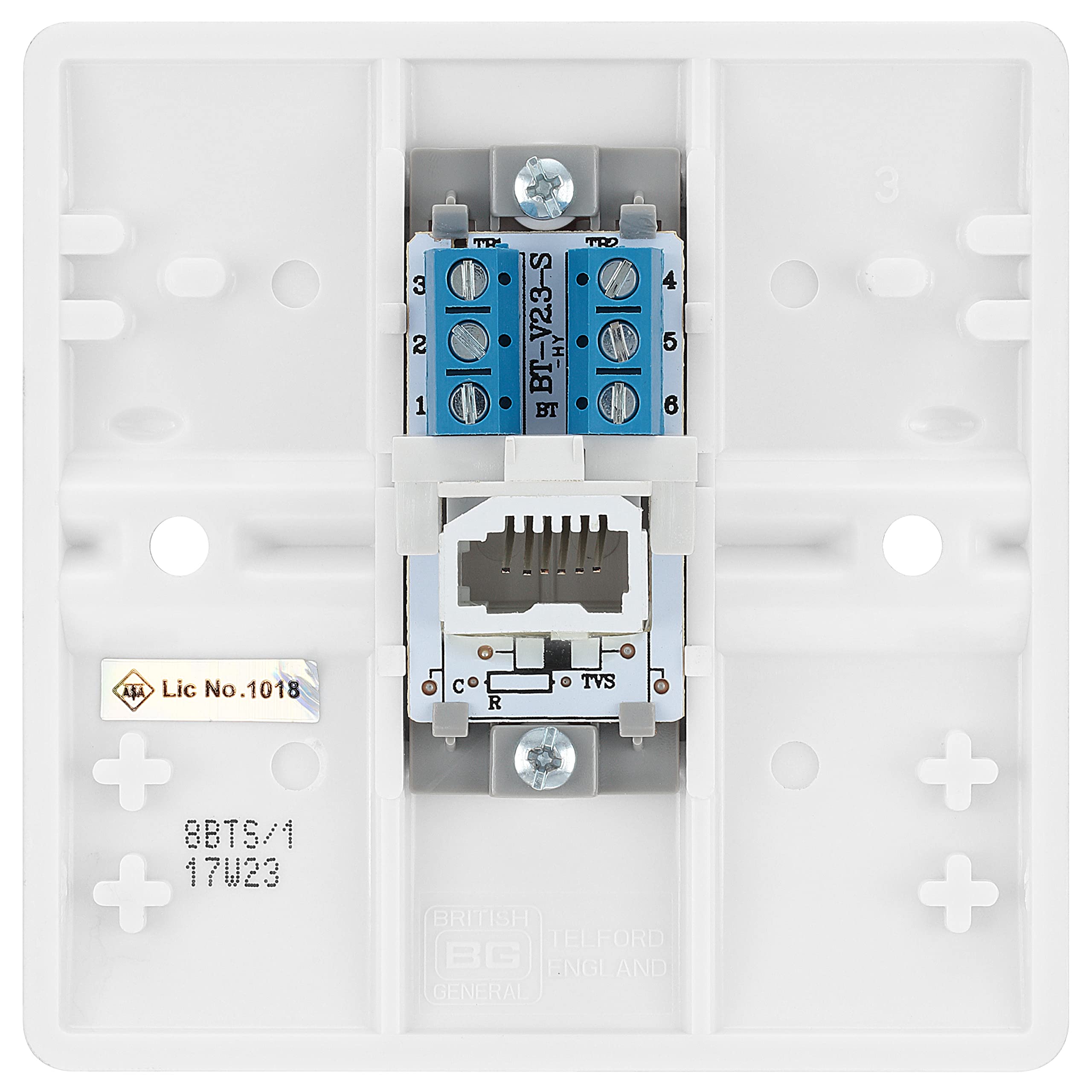 BG Electrical 8BTS/1-01 Single Secondary Telephone Slave Socket, Round Edge, White