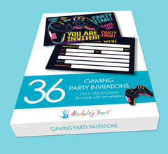 Absolutely Yours Party Invitations Pack of 36. Gaming themed invitation with matching envelopes. 120 x 172mm. Party Invites, Birthday Party Invitations. Designed and Printed in UK.