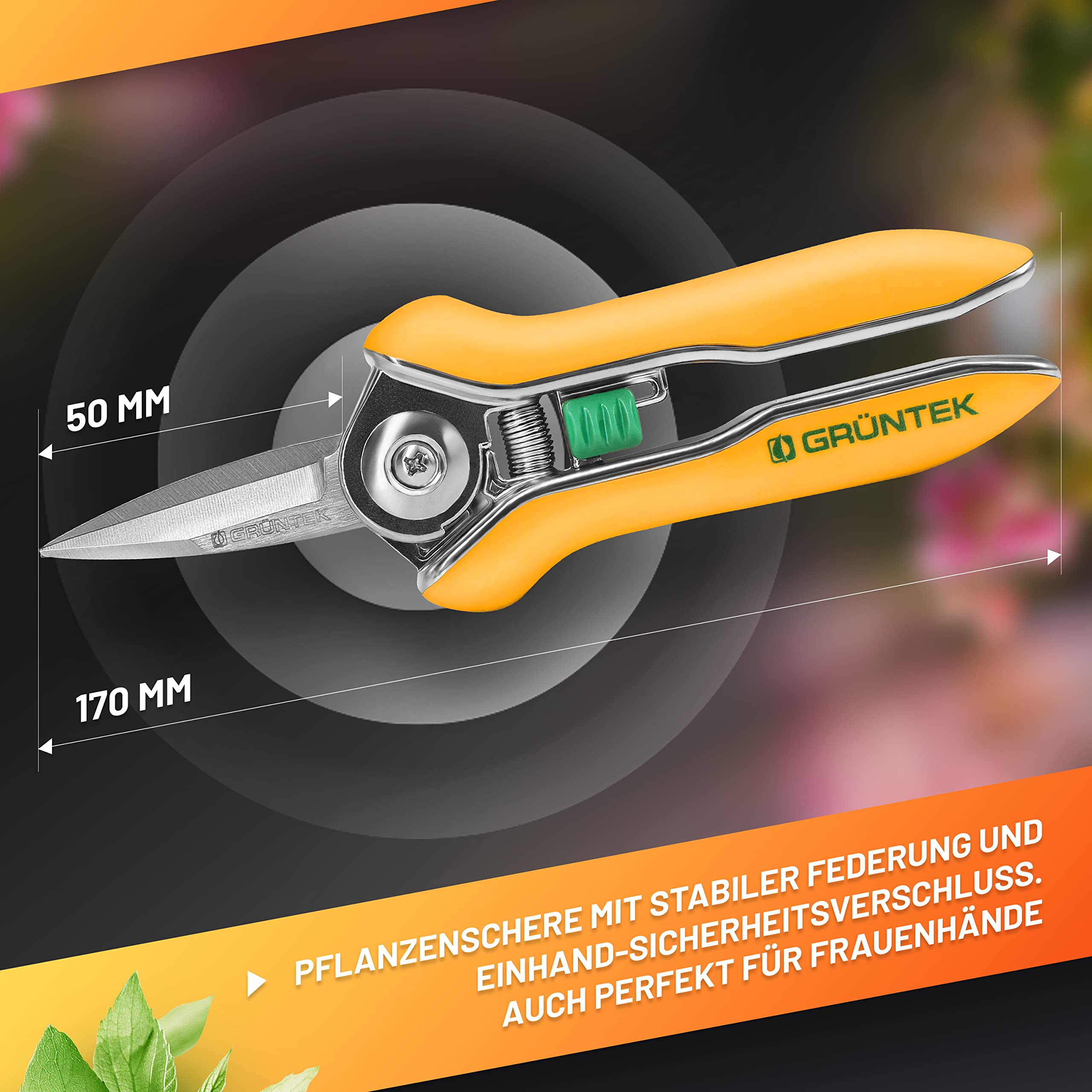 Colibri Pruner Flower Secateurs 170 mm Pruning Shears Garden Plant Scissors with Soft-Touch Handle, Trimmer Shears Bypass, Stainless Steel