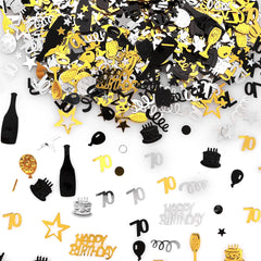 3000 Pieces Birthday Confetti Number 70 Glitter Confetti Birthday Cake Confetti Table Confetti Black Gold and Silver Party Decorations Supplies for Birthday, Anniversary (70th Style)