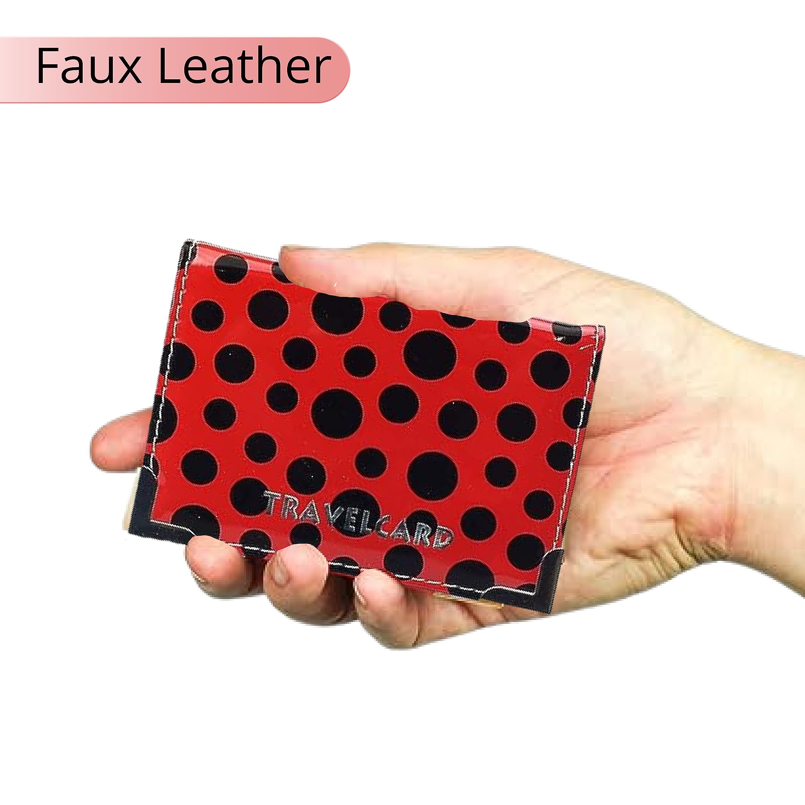 Lizzy PU Leather Travel Card   Plain & Polka Dot Unisex Credit Card ID Card Bus & Rail Pass Bank Oyster Pocket Wallet Case Holders (Red)