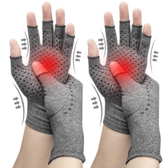 Jesata 2 Pairs Fingerless Compression Arthritis Gloves for Men & Women   Pressure Gloves with Silicone Dots for Support & Warmth   Relief Pain, Rheumatoid, Arthritis, Swelling & Tendonitis Pain (S)