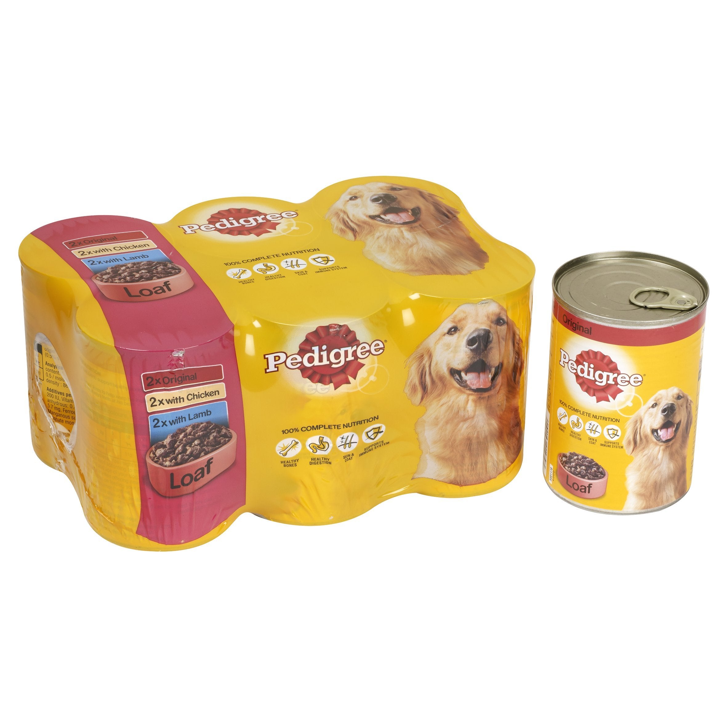 Pedigree Adult Wet Dog Food Tins Mixed Selection in Loaf, 6 x 400g