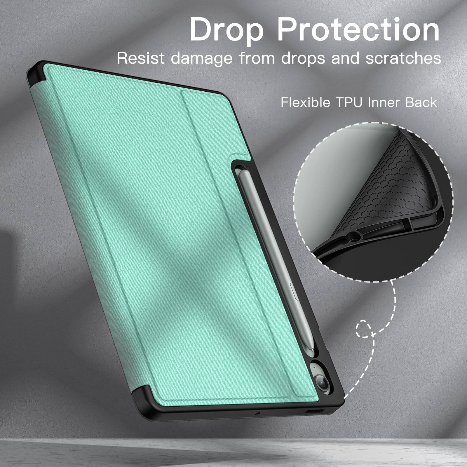 JETech Case for Samsung Galaxy Tab S9 FE 10.9-Inch with S Pen Holder, Slim Folio Stand Protective Tablet Cover, Multi-Angle Viewing (Green)