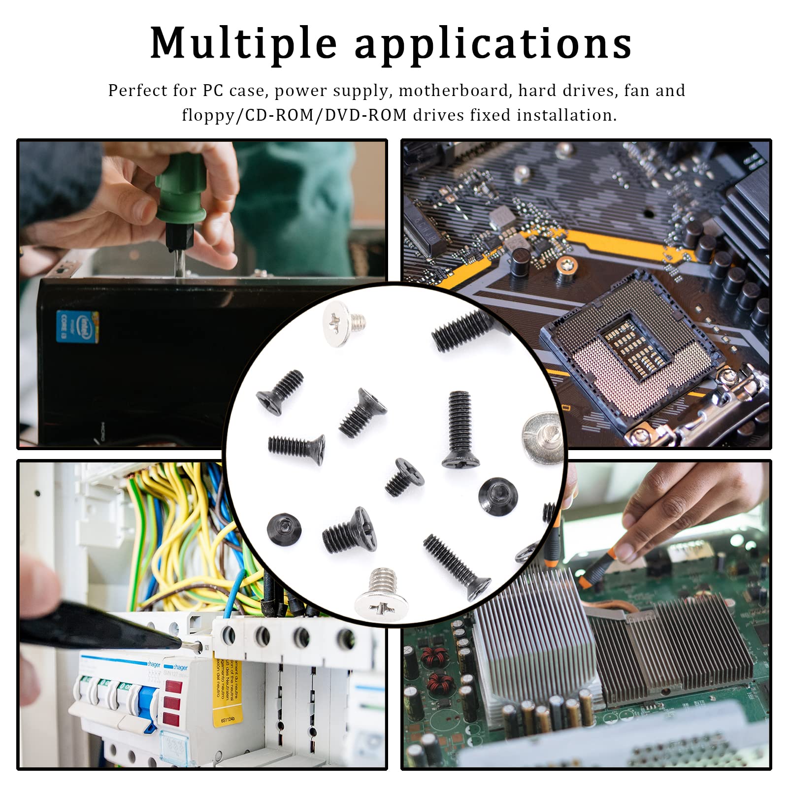 HSEAMALL 392PCS Computer Screws Set,PC Case Screw Motherboard Standoff Screws for Hard Drive Fan Power Chassis Graphics Repair