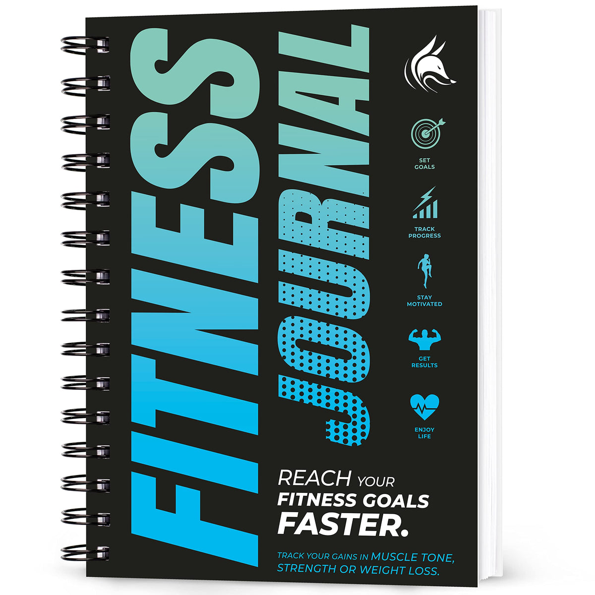 Clever Fox Fitness & Workout Journal/Planner Daily Exercise Log Book to Track Your Lifts, Cardio, Body Weight Tracker – Spiral–Bound, Laminated Cover, Thick Pages, A5 (Ocean Blue)