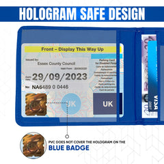 Disabled Blue Badge & Timer Holder Wallet PU Leather Protector Disability Parking Permit Discreet Cover Hologram Safe with 2X Disabled Stickers Included (Blue)