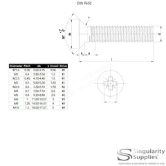 M4 (4mm x 90mm) Pozi Countersunk Machine Screw (Bolt) - Stainless Steel (A2) (Pack of 10)