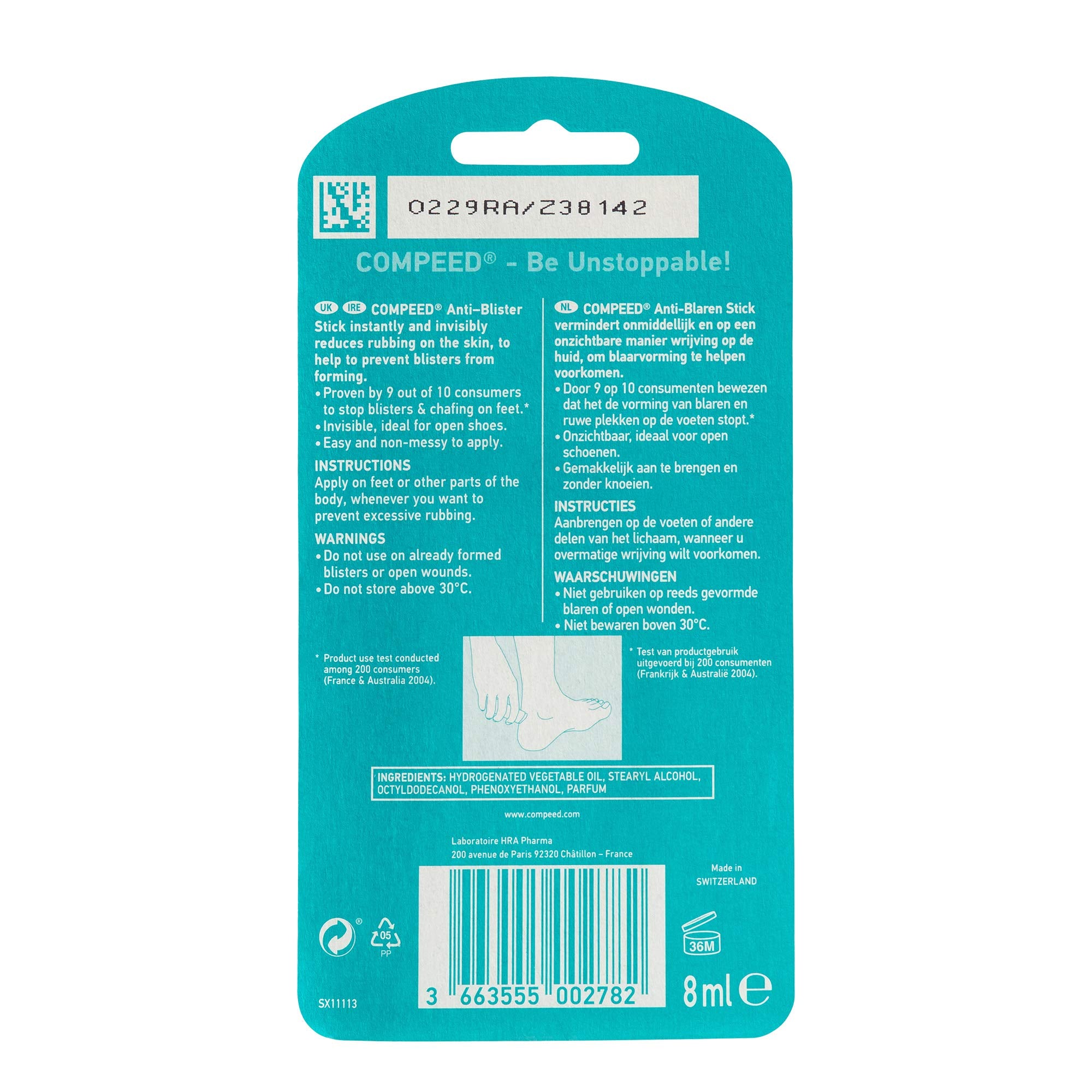 Compeed Anti-Blister Stick, Foot Treatment, Effective prevention of friction and blistering, 8 ml (Pack of 1)