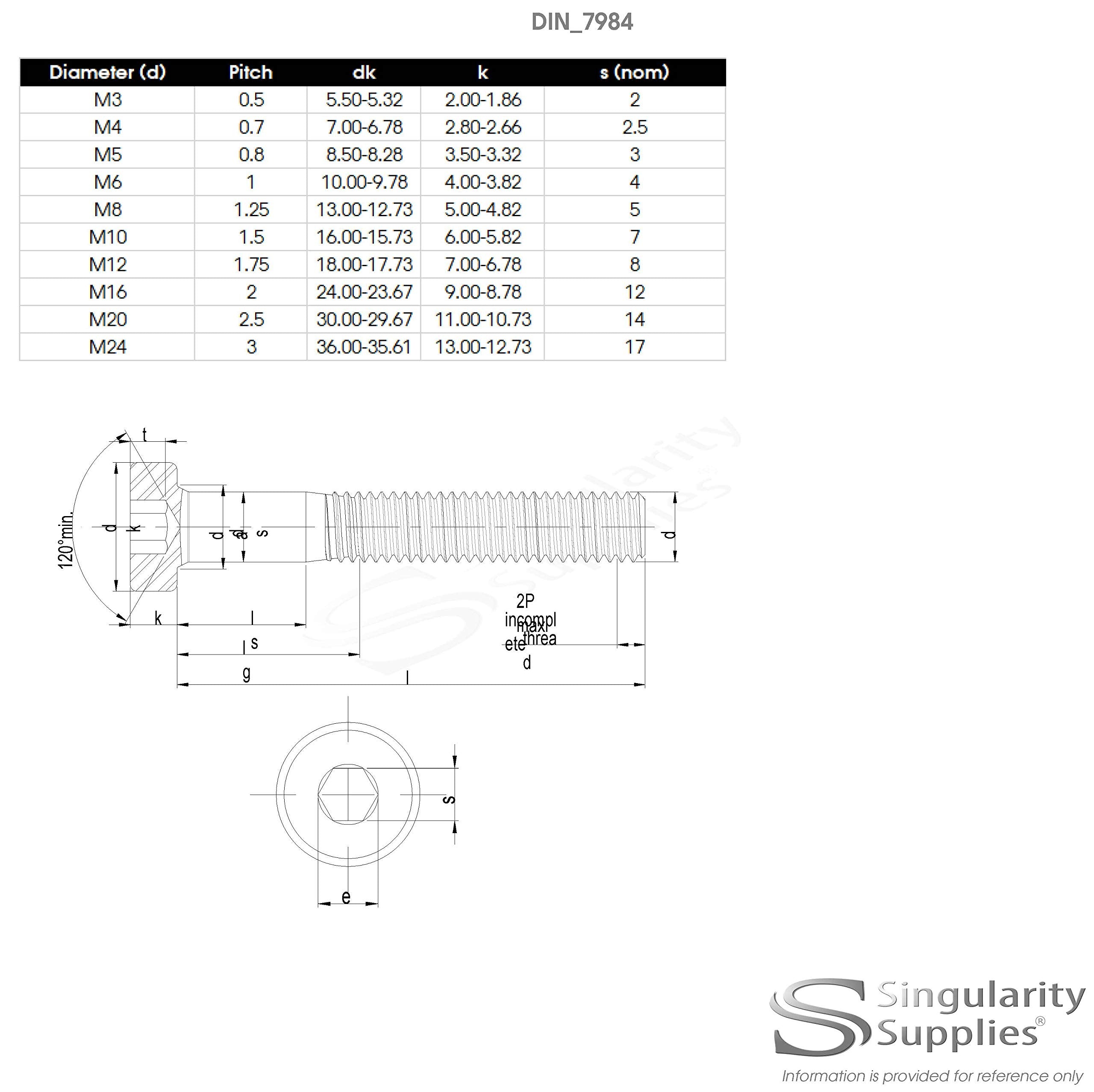 M4 (4mm x 14mm) Hex Socket Cap Screw (Bolt) (Low Head) - Stainless Steel (A2) (Pack of 20)