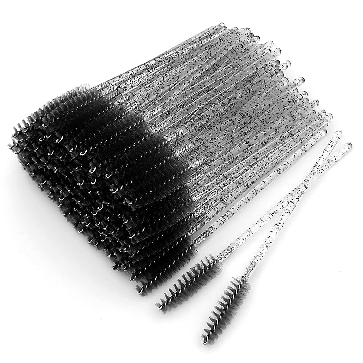 Obidodi 100 Pcs Brush Mascara Wands, Eyelash Brush Pack, Applicator Eyebrow Brush, Eyelash Mascara Brushes for Lash Extensions, Eyebrows Contouring and Makeup (Black), 10cm/3.93inch