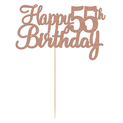 Gyufise 3Pcs Happy 55th Birthday Cake Topper Glitter 55th Birthday Cake Pick Cheers to 55 Years Old Fifty-Five Fabulous Cake Decorations for 55th Birthday Theme Party Supplies Rose Gold