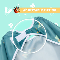 Little Dimsum Long Sleeves Toddler Weaning Bibs   Sleeved Baby Waterproof Feeding Coverall Set   Catching Food & Wipe Clean 6-36 Months（Mouse&Alpaca）