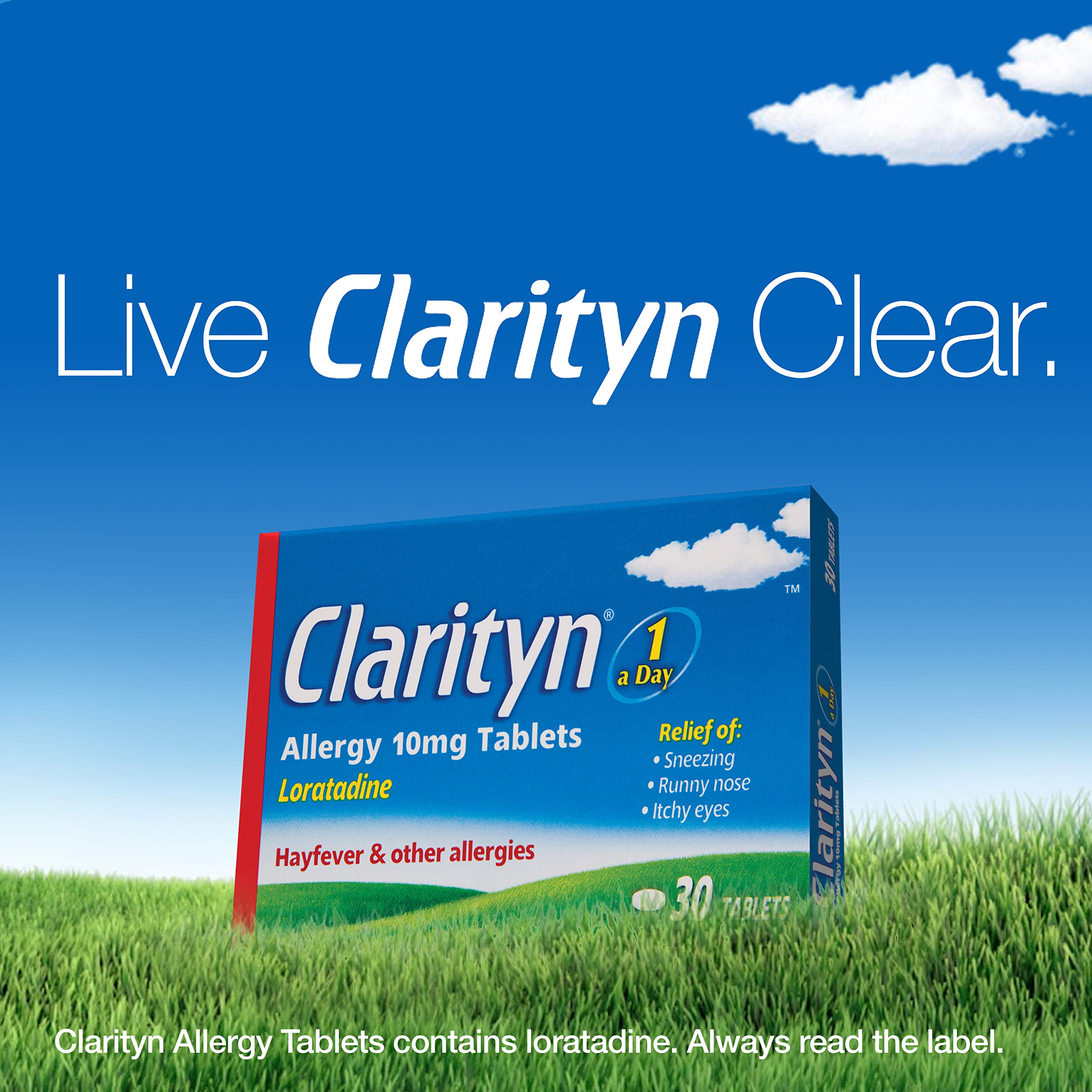 Clarityn Allergy Relief Tablet   Hayfever Relief Tablet   Loratadine   Antihistamine   All day maximum strength symptom relief with one tablet per day   30 count (pack of 1)