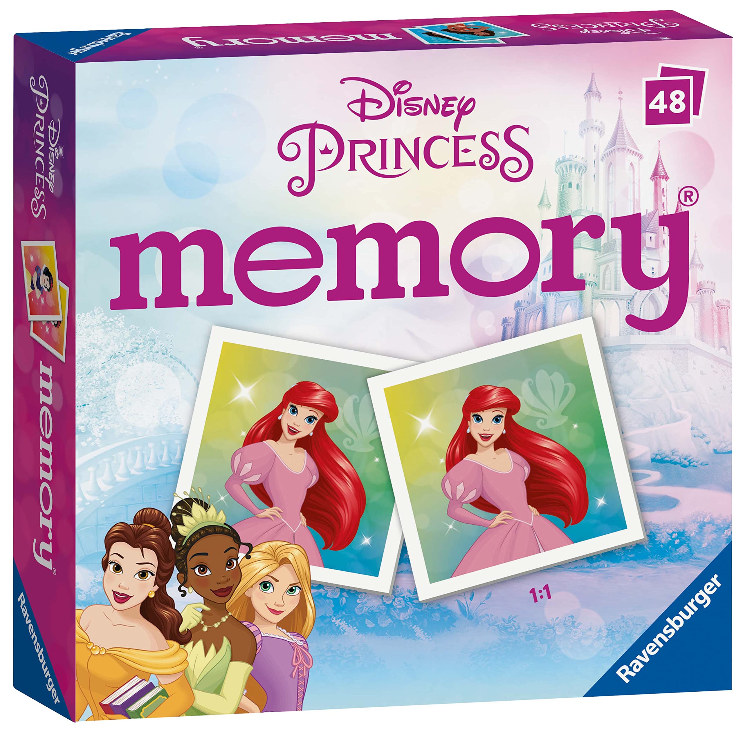 Ravensburger Disney Princess Mini Memory Game - Matching Picture Snap Pairs For Kids Age 3 Years Up - Educational Todder Toy