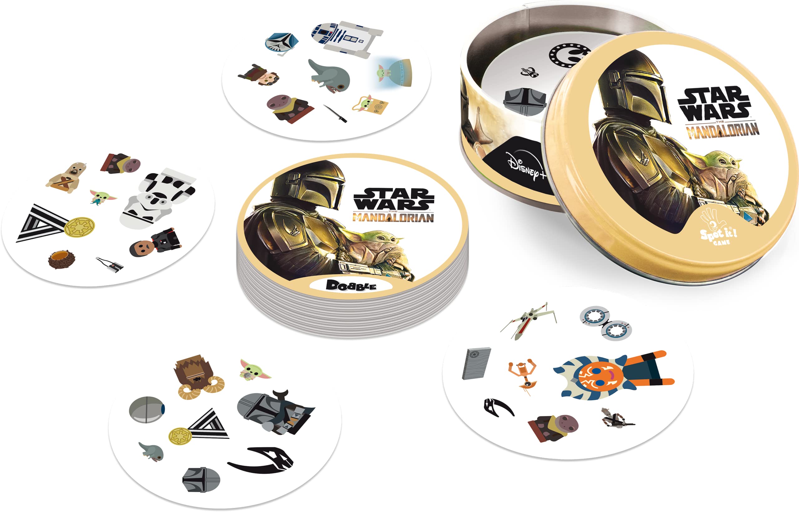 Asmodee   Dobble Star Wars Mandalorian   Card Game   Ages 6and   2-8 Players   15 Minutes Playing Time