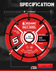 EZARC Carbide Multi Wheel Cutting Disc, 115mm×22.2 mm Angle Grinder Wood Cutting Disc for Wood, Wood with Nails, Laminate, Plastic, Plaster, 2 Pack