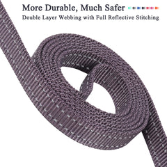 VIVAGLORY Traffic Handle Dog Lead, Soft Two Padded Handles Dog Leash, Strong Reflective & Metal Hook Training Dog Lead, Grey