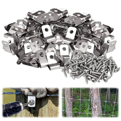 EUIOOVM Fence Clips,100 PCS Wire Fence Clips Agricultural Fencing Mounting Clips,Stainless Steel Screw Wire Clamps with Screws for Welded Wire to Wood Metal Vinyl Fence &Cage Aviary