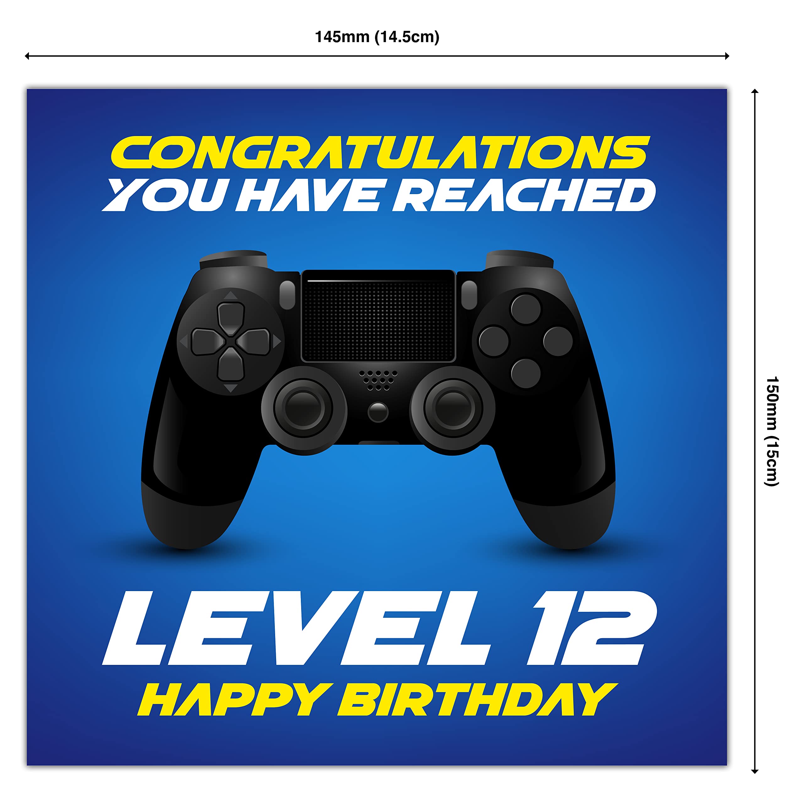 Punkcards Gamer Birthday Card - 12th Birthday Card - Congratulation You Have Reached Level 12 Happy Birthday - Birthday Cards - Age 12th Twelve Twelfth - Video Game Gaming